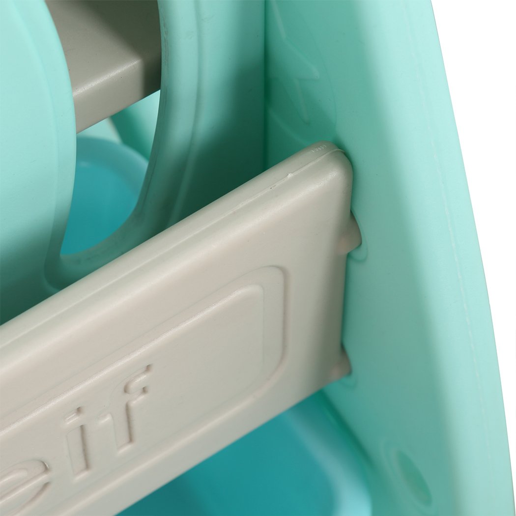 BoPeep Kids Bookshelf featuring a vibrant giraffe design with four deep shelves for children's books, made from safe polyethylene material.